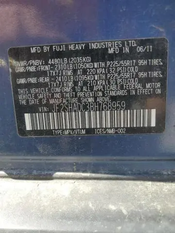 2011 SUBARU FORESTER 2.5X PREMIUM