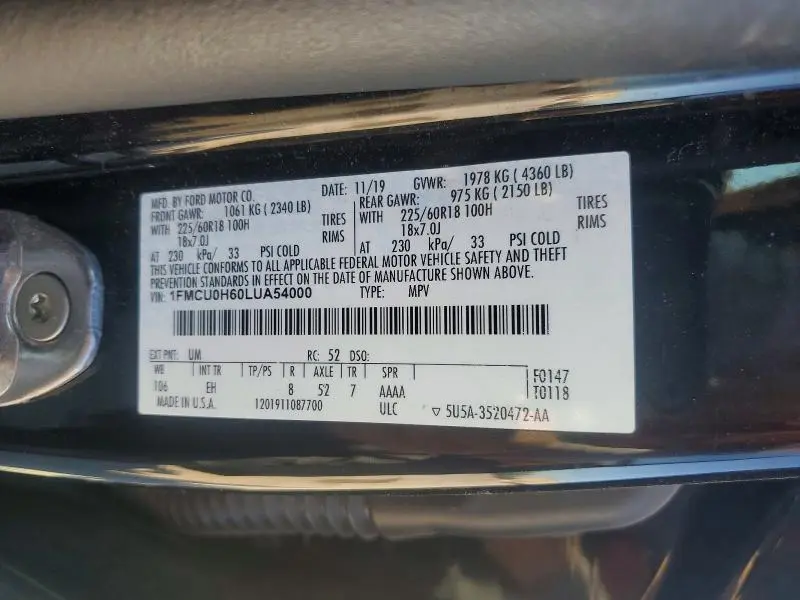 2020 FORD ESCAPE SEL  