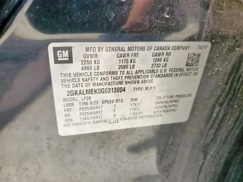 2016 GMC TERRAIN SLE  