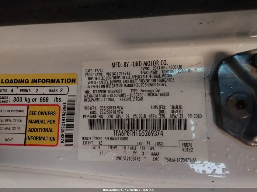 2016 FORD MUSTANG ECOBOOST