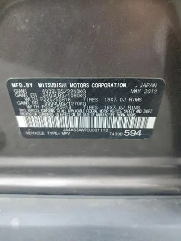 2012 MITSUBISHI OUTLANDER SE  