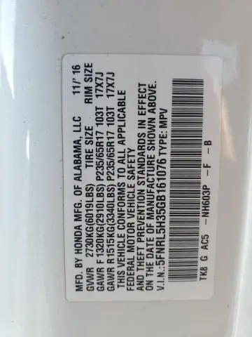 2016 HONDA ODYSSEY SE  