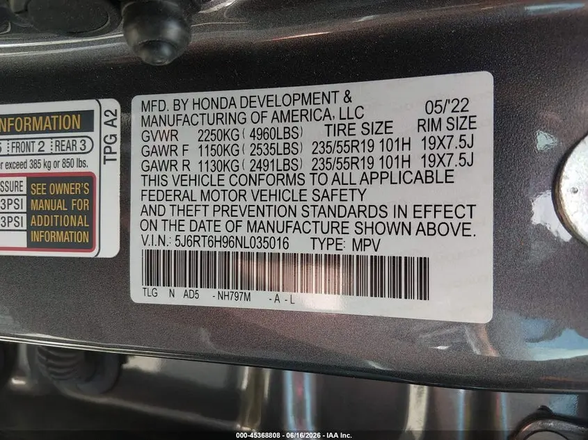 2022 HONDA CR-V HYBRID TOURING