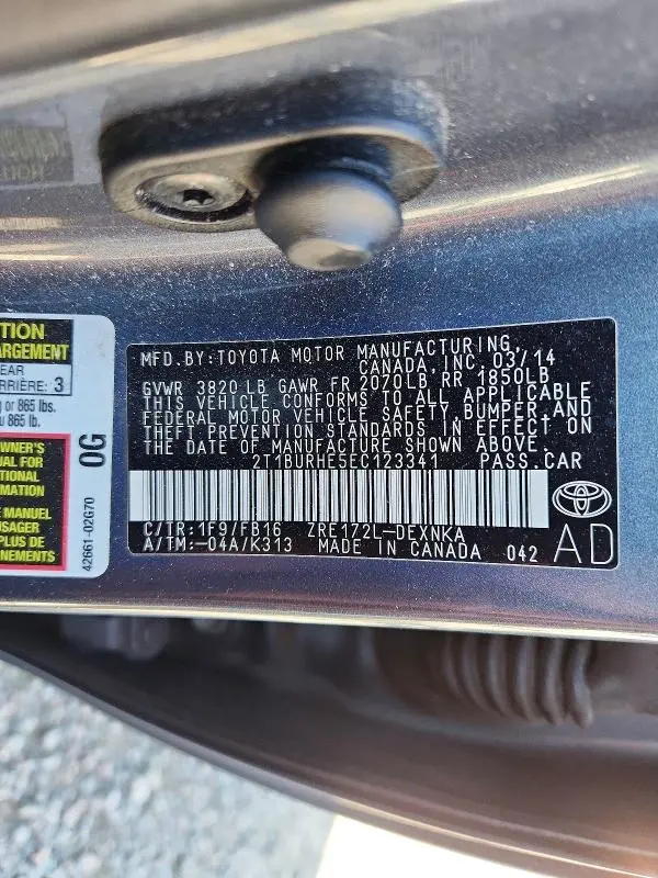 2014 TOYOTA COROLLA L  