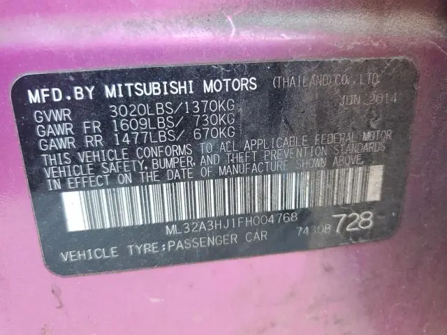 2015 MITSUBISHI MIRAGE DE  