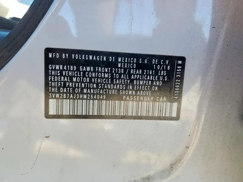 2017 VOLKSWAGEN JETTA S  