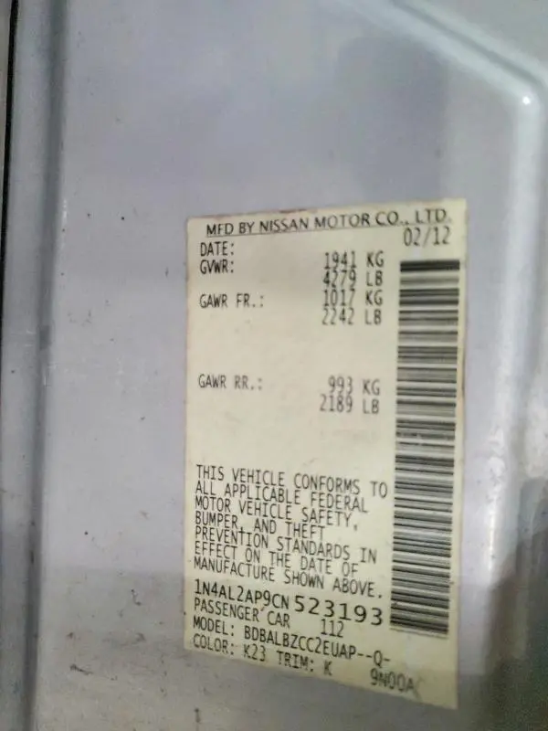 2012 NISSAN ALTIMA 2.5  