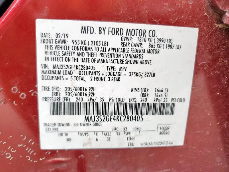 2019 FORD ECOSPORT SE  