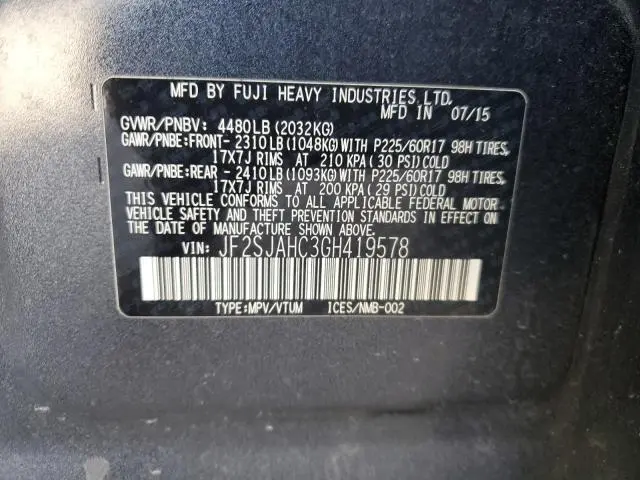 2016 SUBARU FORESTER 2.5I LIMITED  