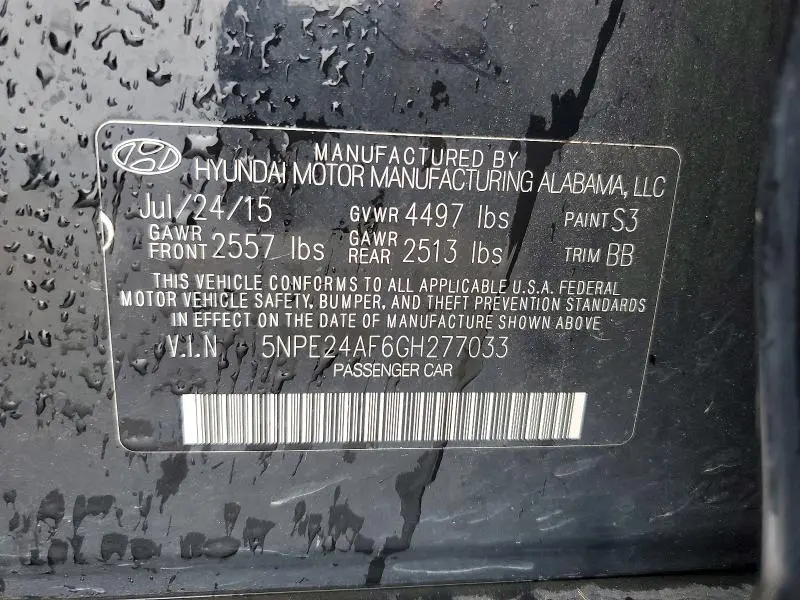 2016 HYUNDAI SONATA SE  