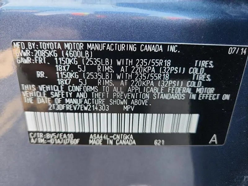2014 TOYOTA RAV4 LIMITED  