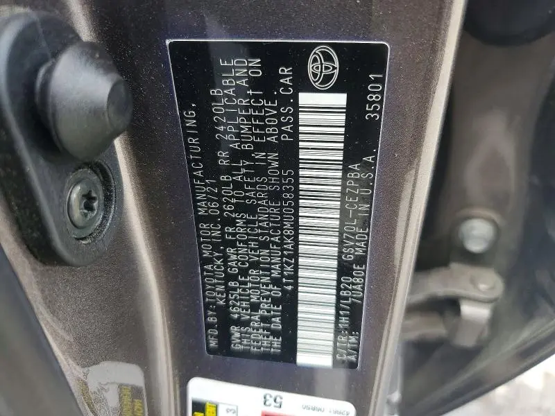 2021 TOYOTA CAMRY XSE V6  