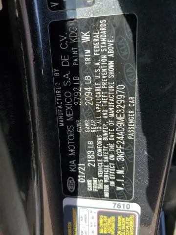 2021 KIA FORTE FE  