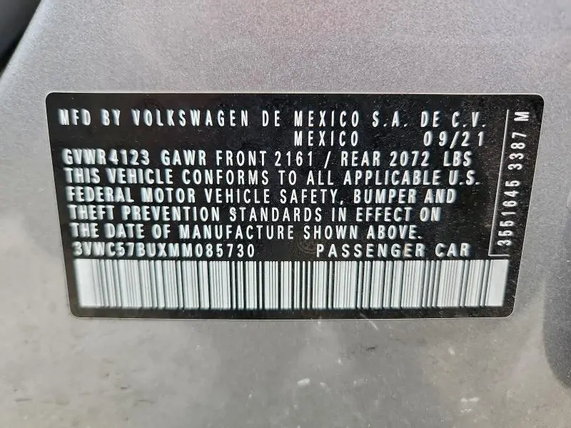 2021 VOLKSWAGEN JETTA S  