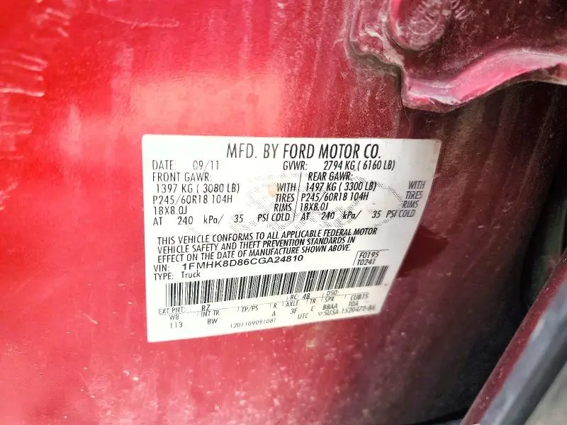 2012 FORD EXPLORER XLT  