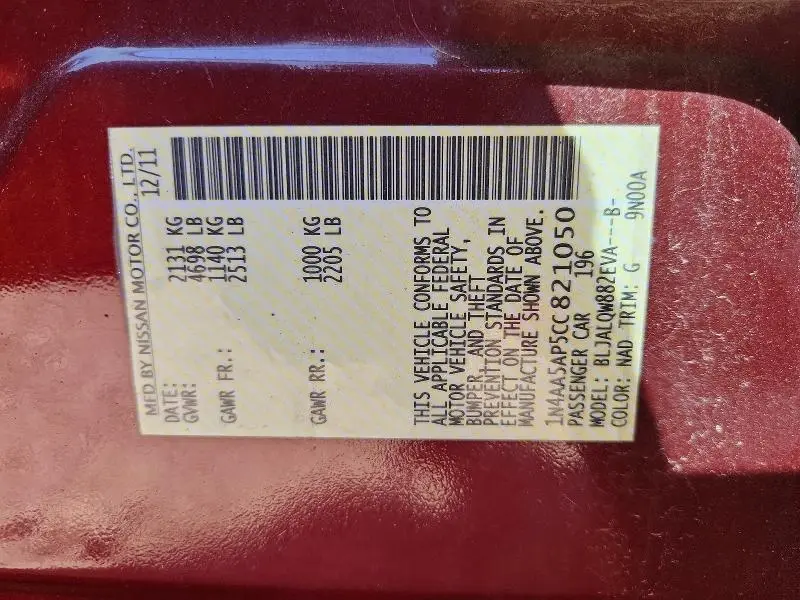 2012 NISSAN MAXIMA 3.5 S  