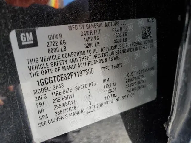 2015 CHEVROLET COLORADO Z71  