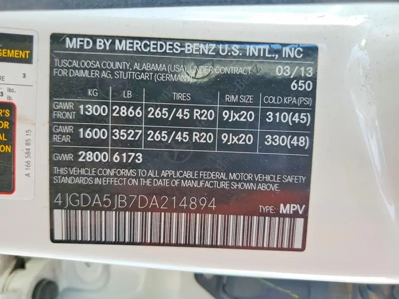 2013 MERCEDES-BENZ ML 350  
