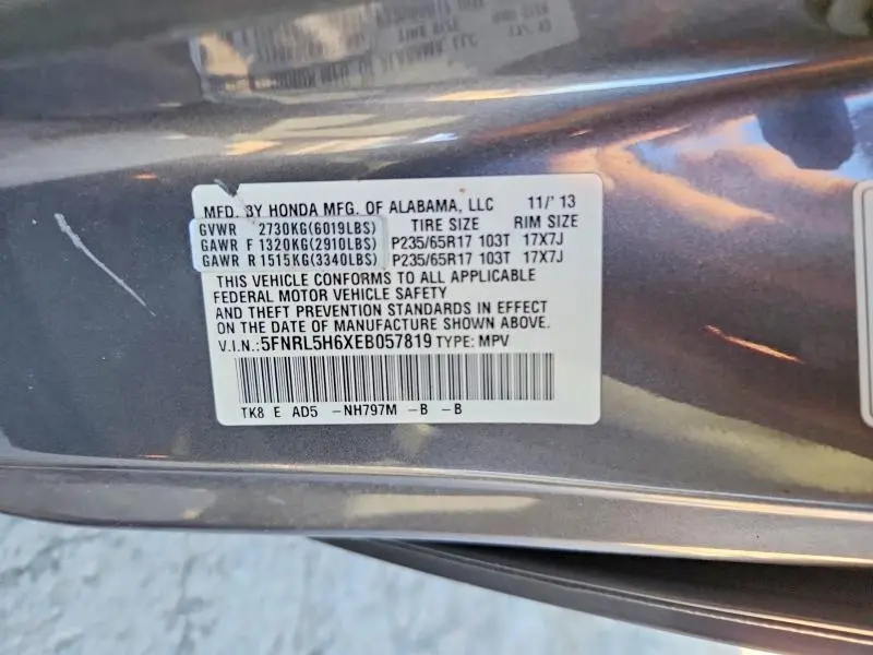 2014 HONDA ODYSSEY EXL  