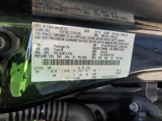 2015 FORD FOCUS S  