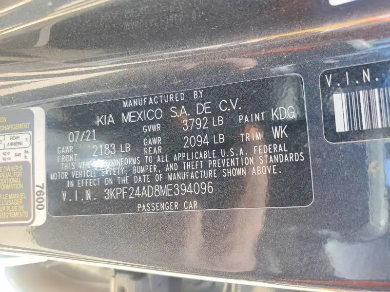 2021 KIA FORTE FE  