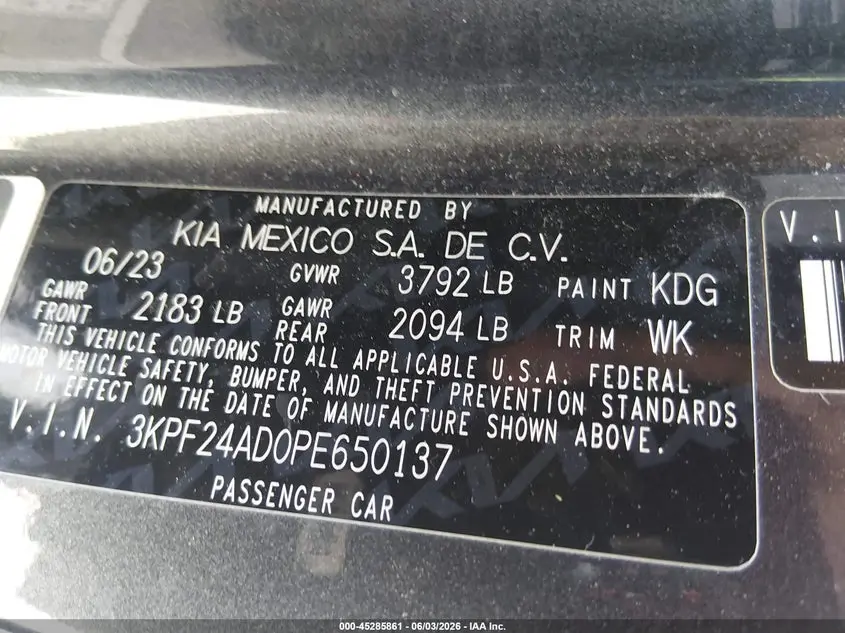 2023 KIA FORTE LXS