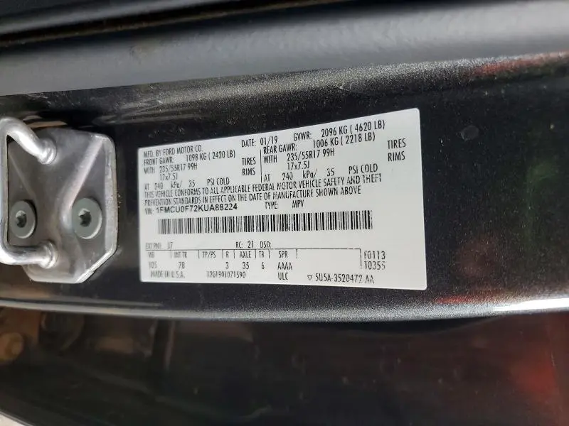 2019 FORD ESCAPE S  