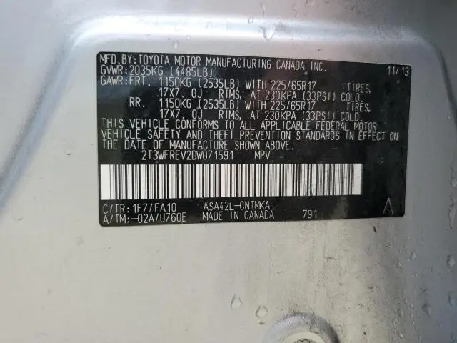 2013 TOYOTA RAV4 XLE  