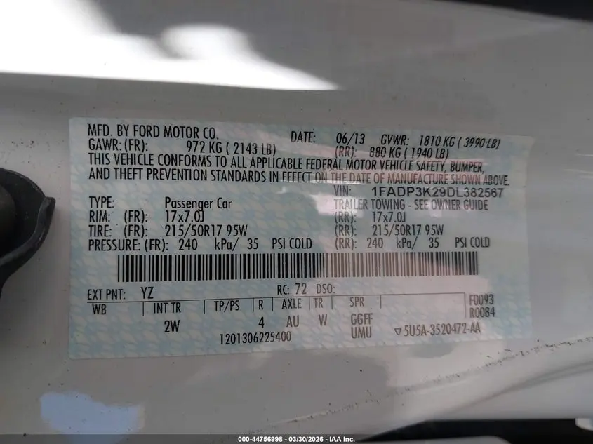 2013 FORD FOCUS SE
