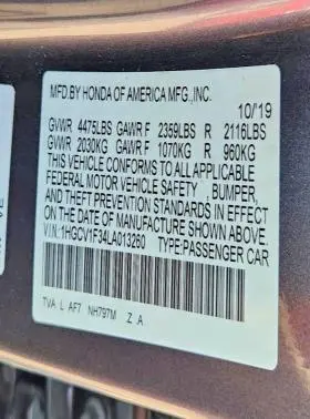 2020 HONDA ACCORD SPORT  