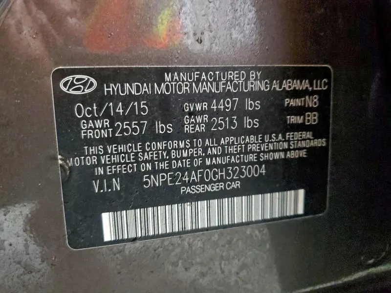 2016 HYUNDAI SONATA SE  