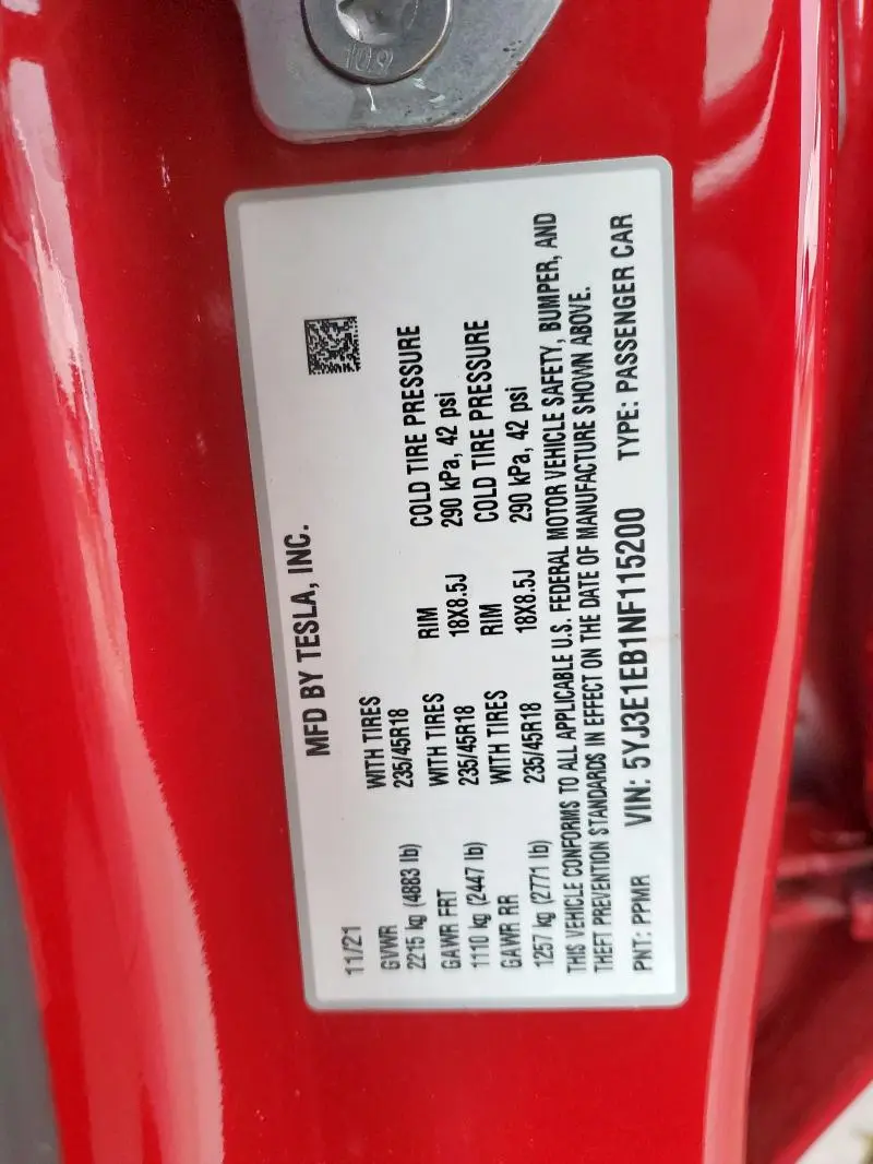 2022 TESLA MODEL 3 