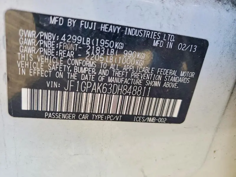 2013 SUBARU IMPREZA LIMITED  
