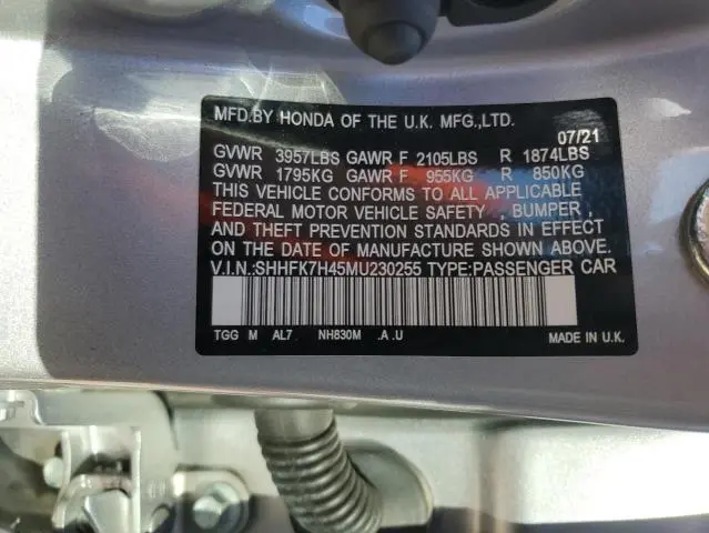 2021 HONDA CIVIC SPORT  