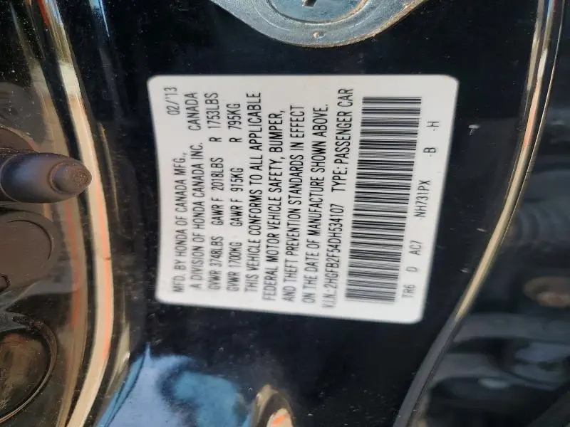 2013 HONDA CIVIC LX  
