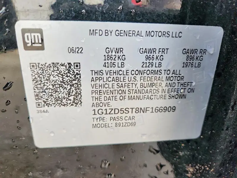 2022 CHEVROLET MALIBU LT  