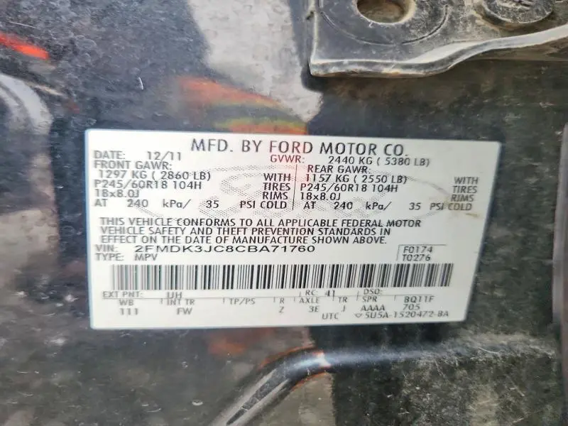 2012 FORD EDGE SEL  