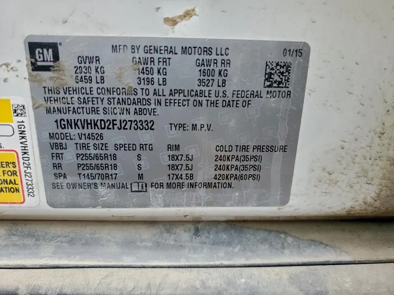 2015 CHEVROLET TRAVERSE LT  