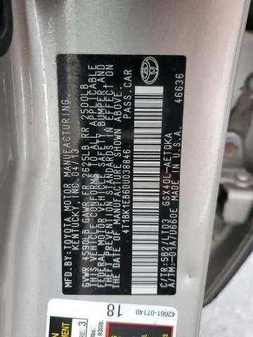 2013 TOYOTA AVALON BASE  
