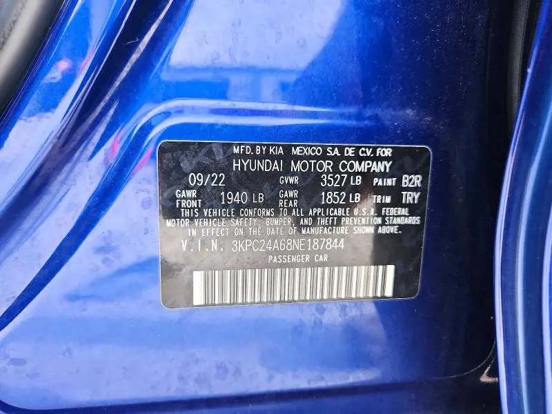 2022 HYUNDAI ACCENT SEL  