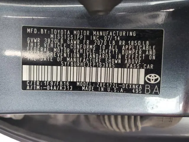 2014 TOYOTA COROLLA L  