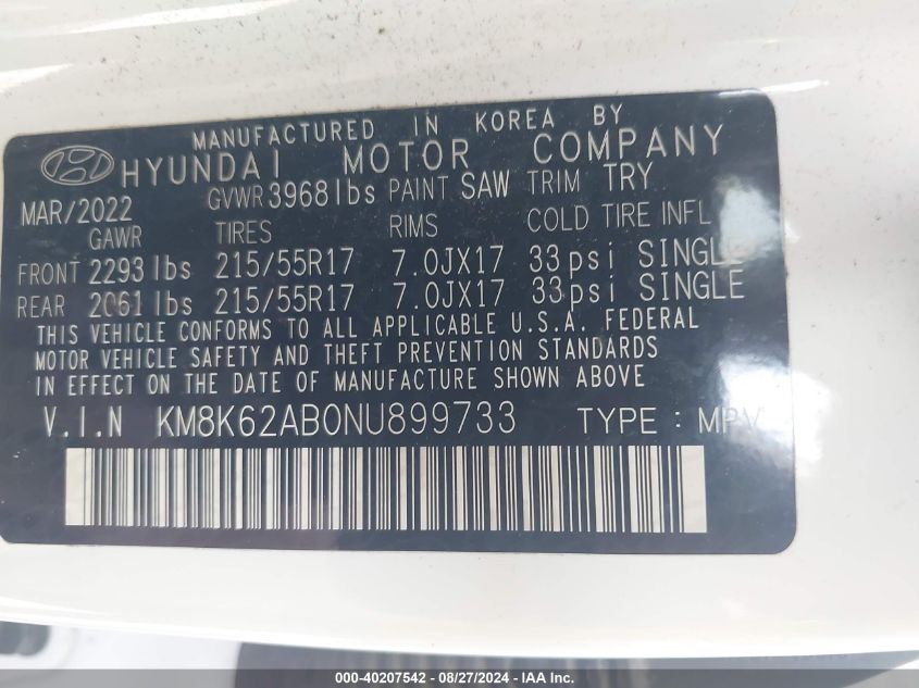 2022 HYUNDAI KONA SEL