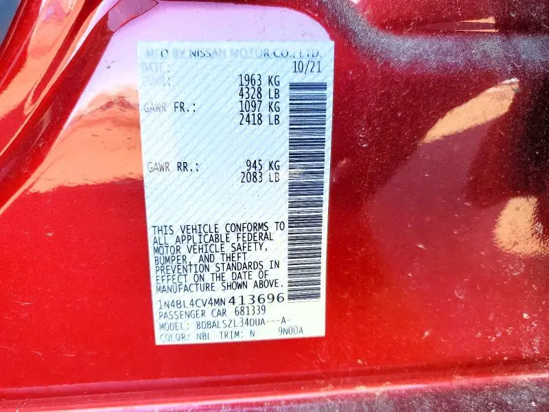 2021 NISSAN ALTIMA SR  