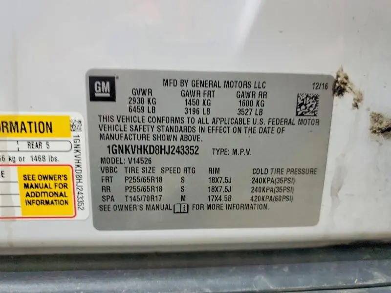 2017 CHEVROLET TRAVERSE LT  