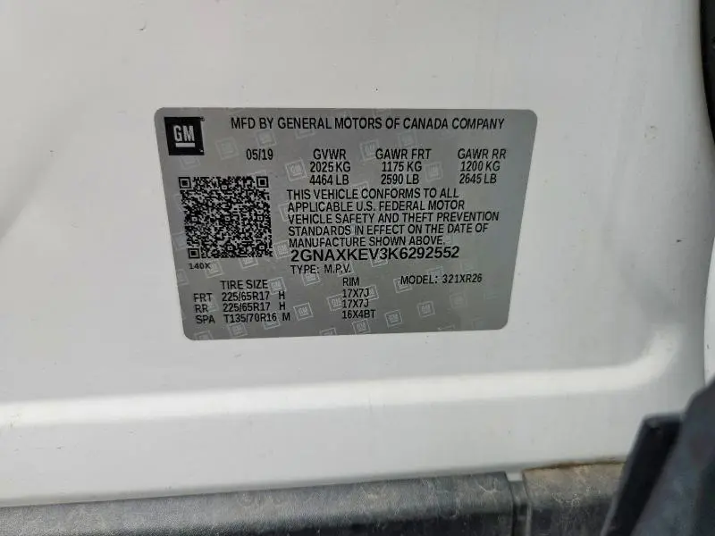 2019 CHEVROLET EQUINOX LT  
