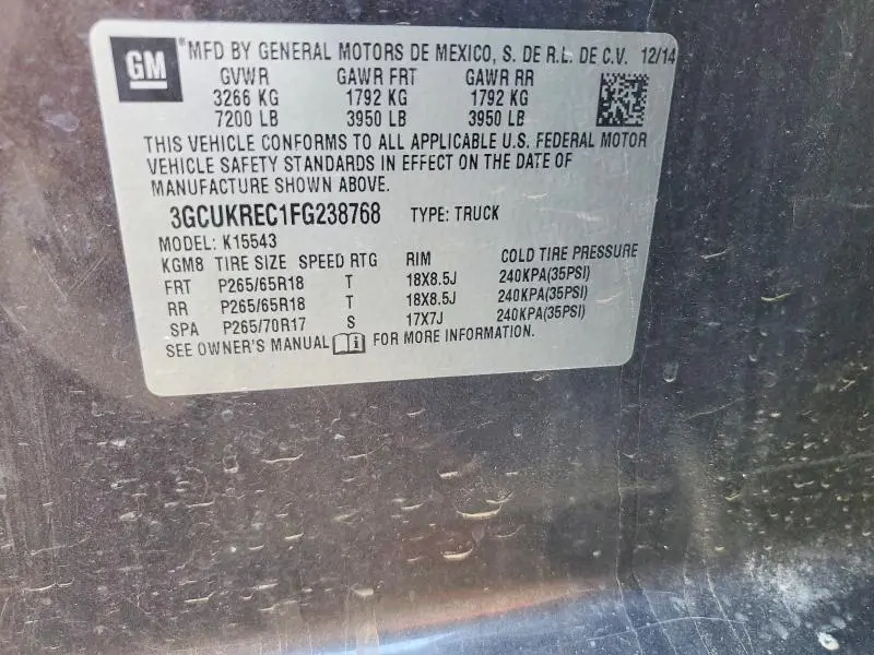 2015 CHEVROLET SILVERADO K1500 LT  