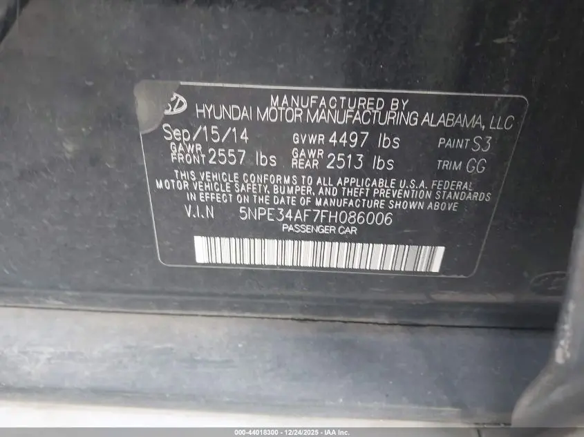 2015 HYUNDAI SONATA LIMITED