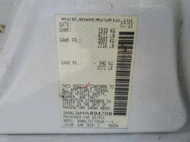 2015 NISSAN ALTIMA 2.5  