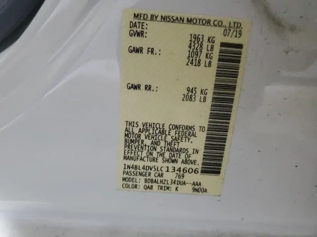 2020 NISSAN ALTIMA SV  