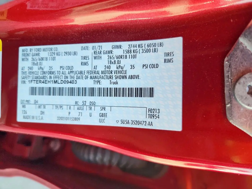 2021 FORD RANGER XL  